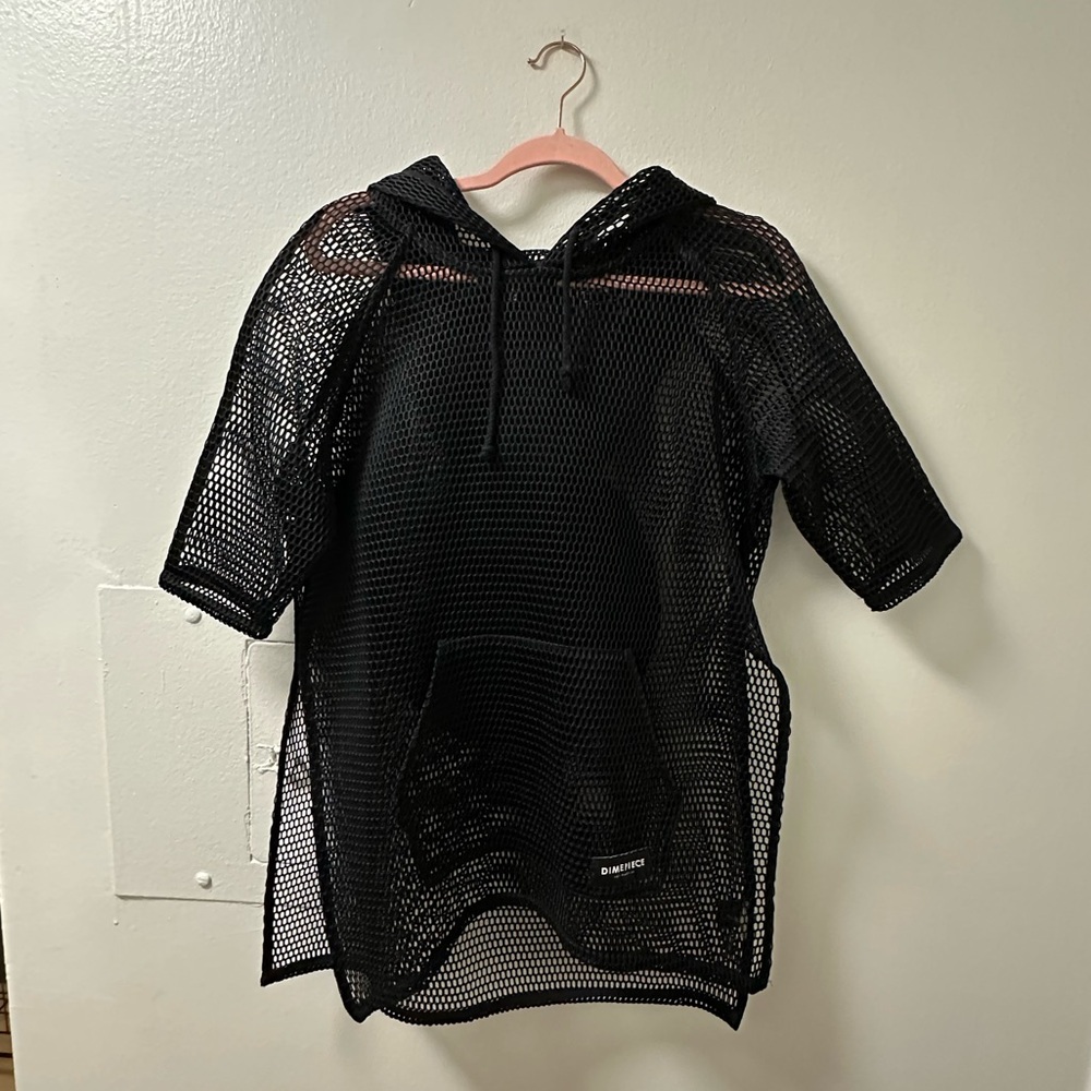 DIMEPIECE WOMEN DIMEPIECE SEAL MESH PONCHO JACKET (BLACK)
